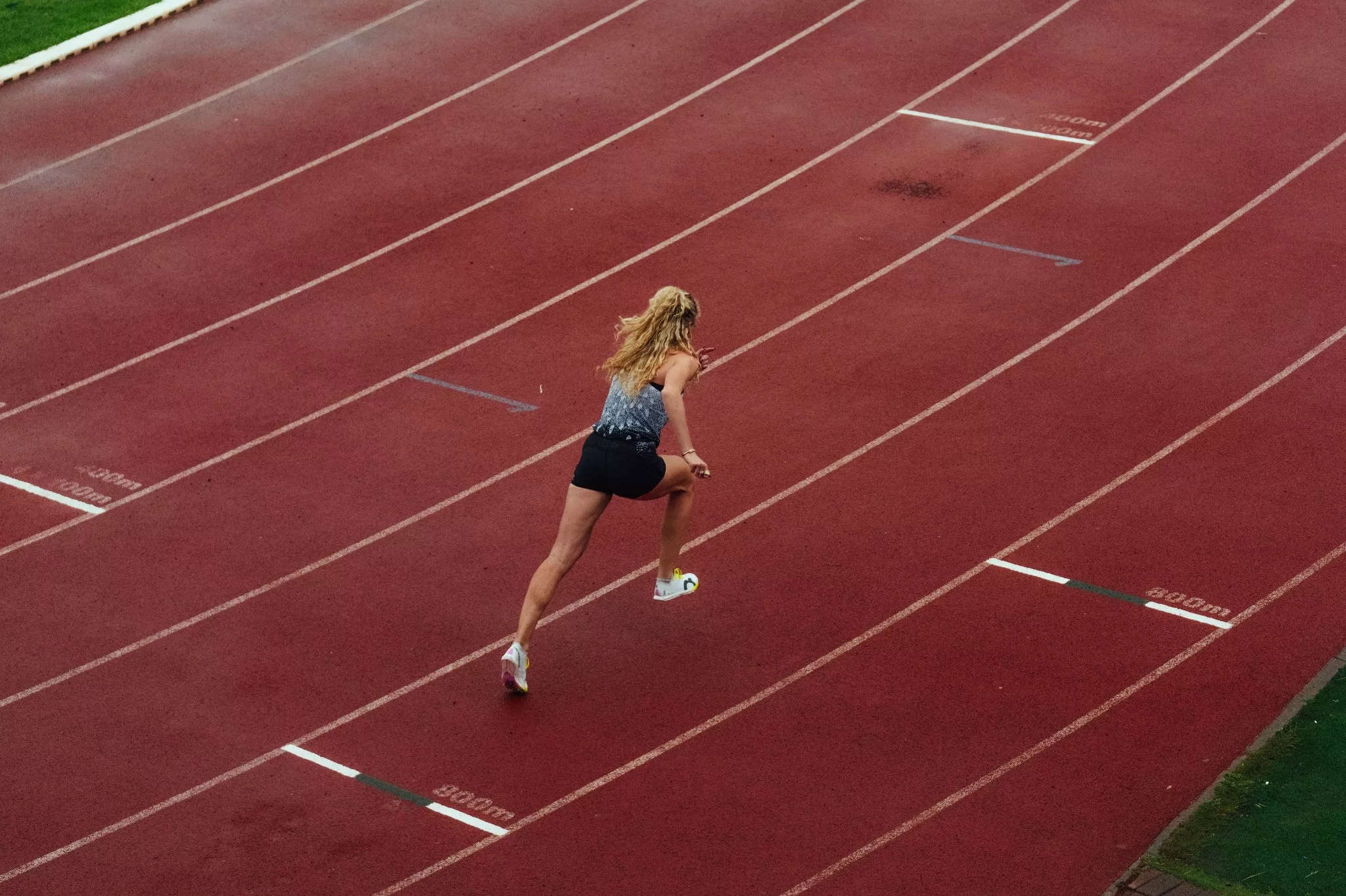 Middle distance runner on the track