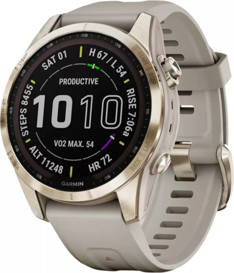 Horloge Garmin fenix 7S PRO Sapphire Solar, Titan Cream Gold/ Sand Silicone Band