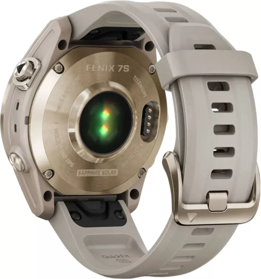 Horloge Garmin fenix 7S PRO Sapphire Solar, Titan Cream Gold/ Sand Silicone Band