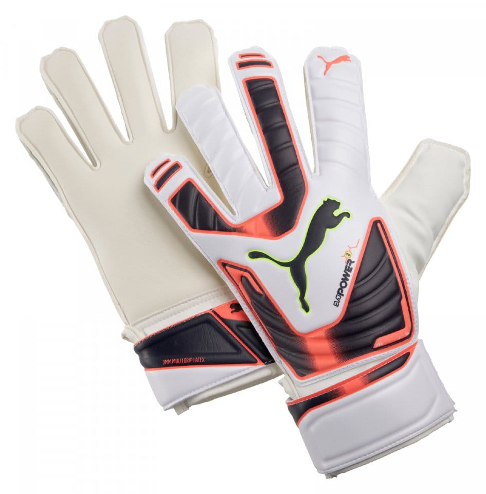 Guantes de portero Puma evoPOWER Grip 3 RC white-fluro peach-omb