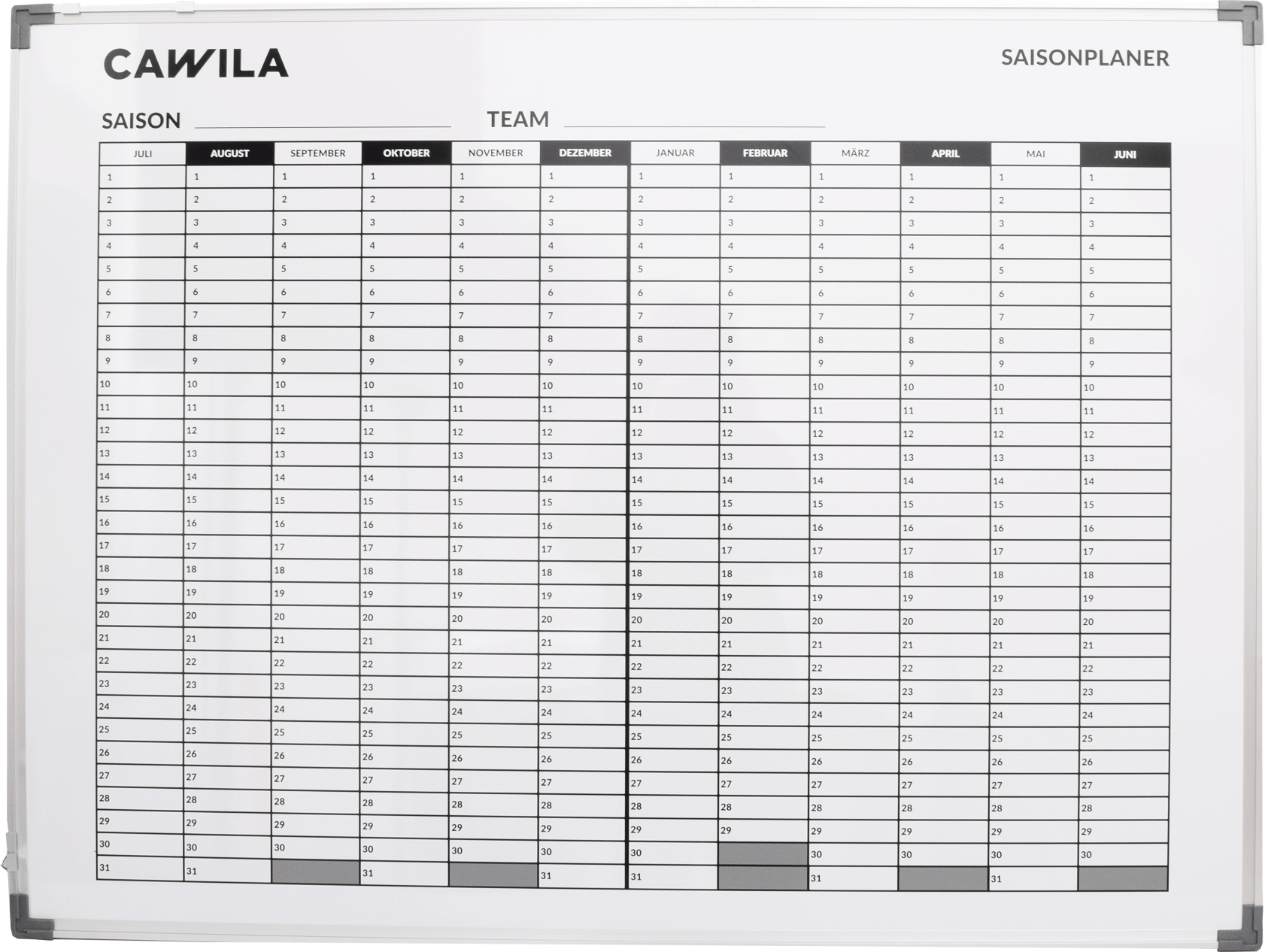 Tabla magnetica Cawila ACADEMY Saisionplanner | 90x120mm