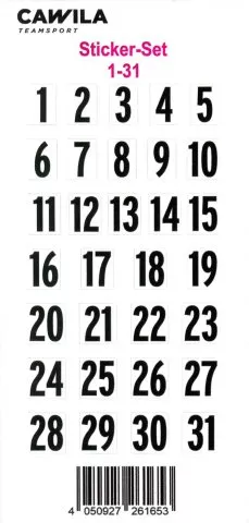 Cawila sticker set, back numbers 1-31