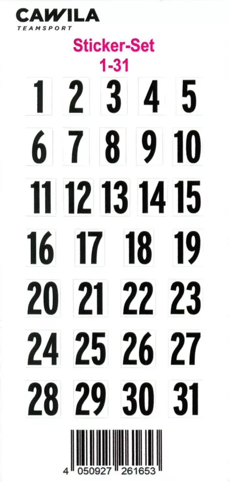 Broj Cawila sticker set, back numbers 1-31