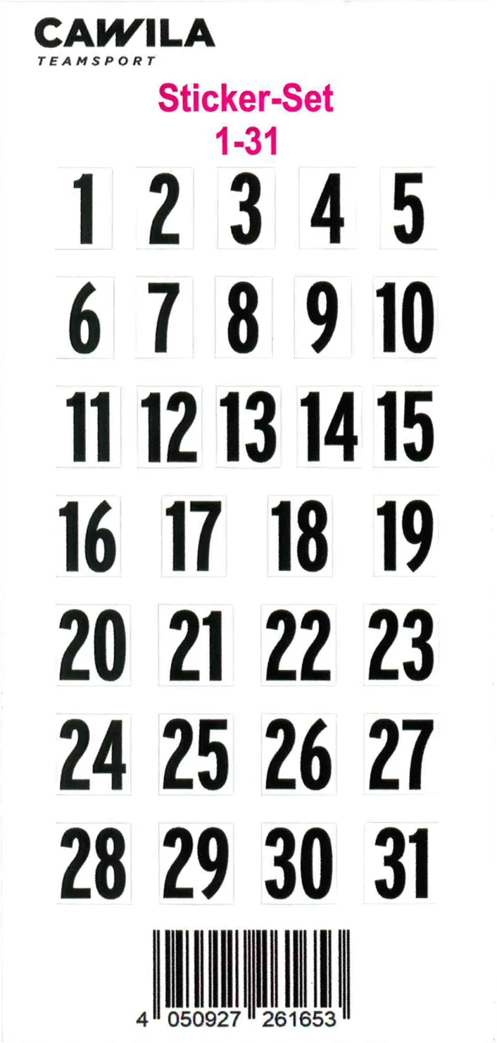 Broj Cawila sticker set, back numbers 1-31