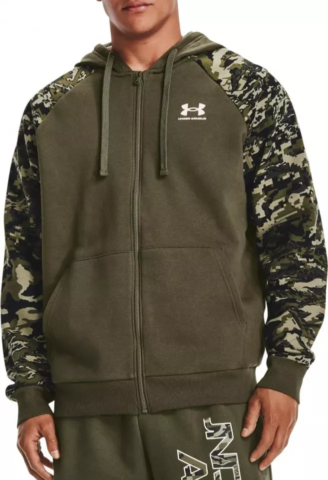 Φούτερ-Jacket με κουκούλα Under Armour UA RIVAL FLC CAMO SCRIPT FZ-GRN