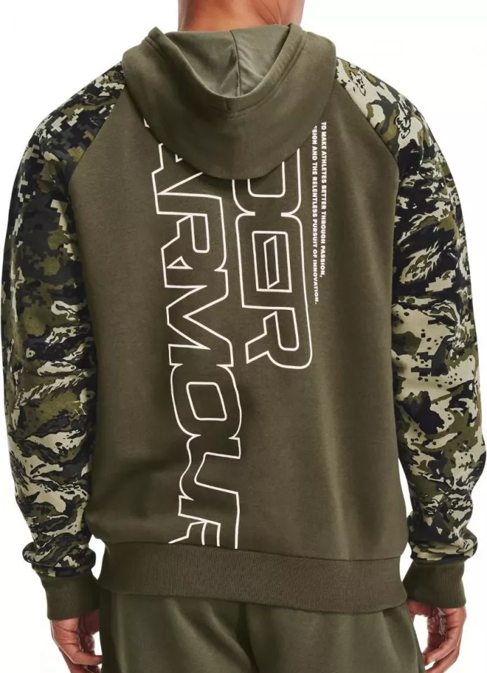 Φούτερ-Jacket με κουκούλα Under Armour UA RIVAL FLC CAMO SCRIPT FZ-GRN