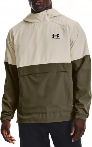 UA WOVEN ASYM ZIP PULLOVER-BRN