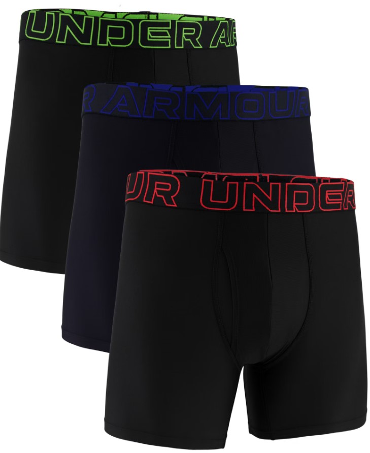 Under Armour Performance Tech Solid 6in 3-pcs Boxers, S, Zwart