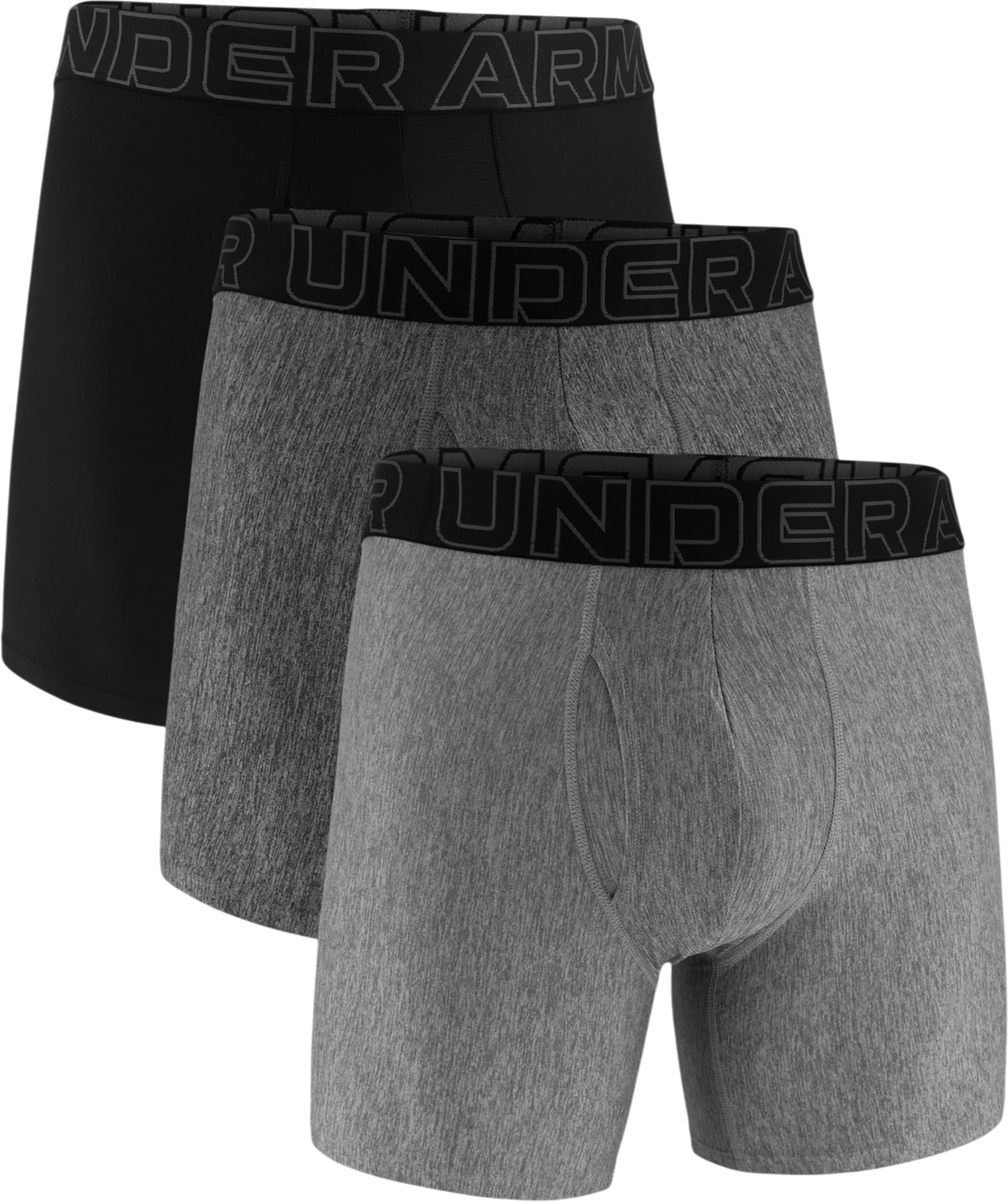 Under Armour Performance Tech Solid 6in 3-pcs Boxers, S, Grijs