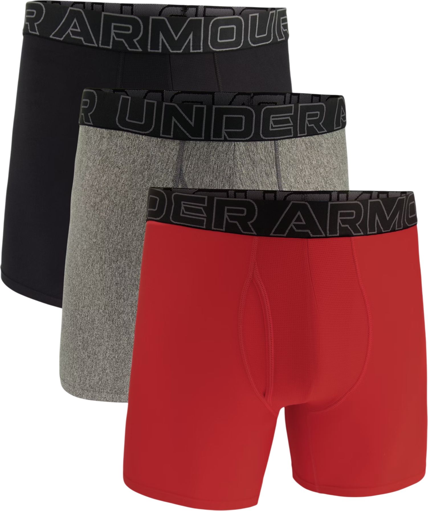 Under Armour Performance Tech Solid 6in 3-pcs Boxers, S, Rood