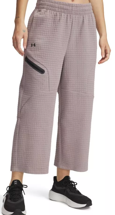 Nohavice Under Armour Unstoppable Flc Grid Crop-GRY