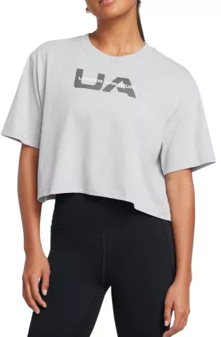 UA W BOXY CROP BRANDED SS