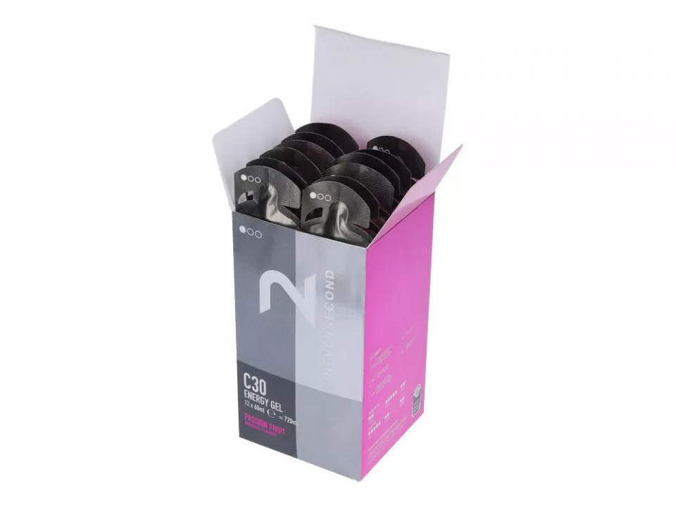 NEVERSECOND Energy Gel C30 Passion Fruit 60 ml | 12 pussin laatikko