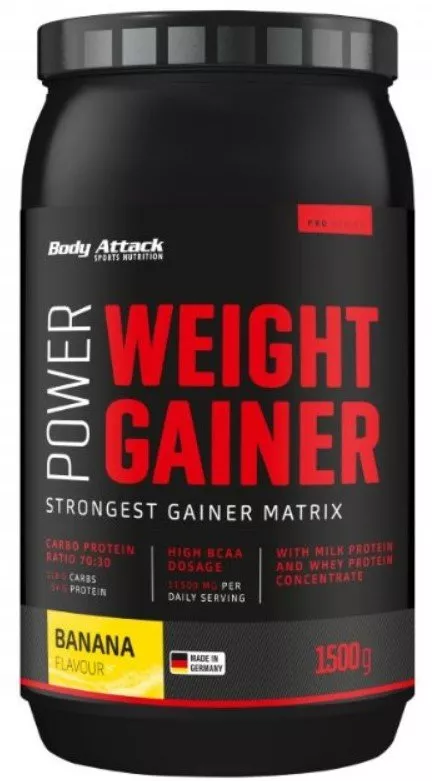 Proteinpulver Body Attack Power Weight Gainer Příchuť Banán - 1,5 kg