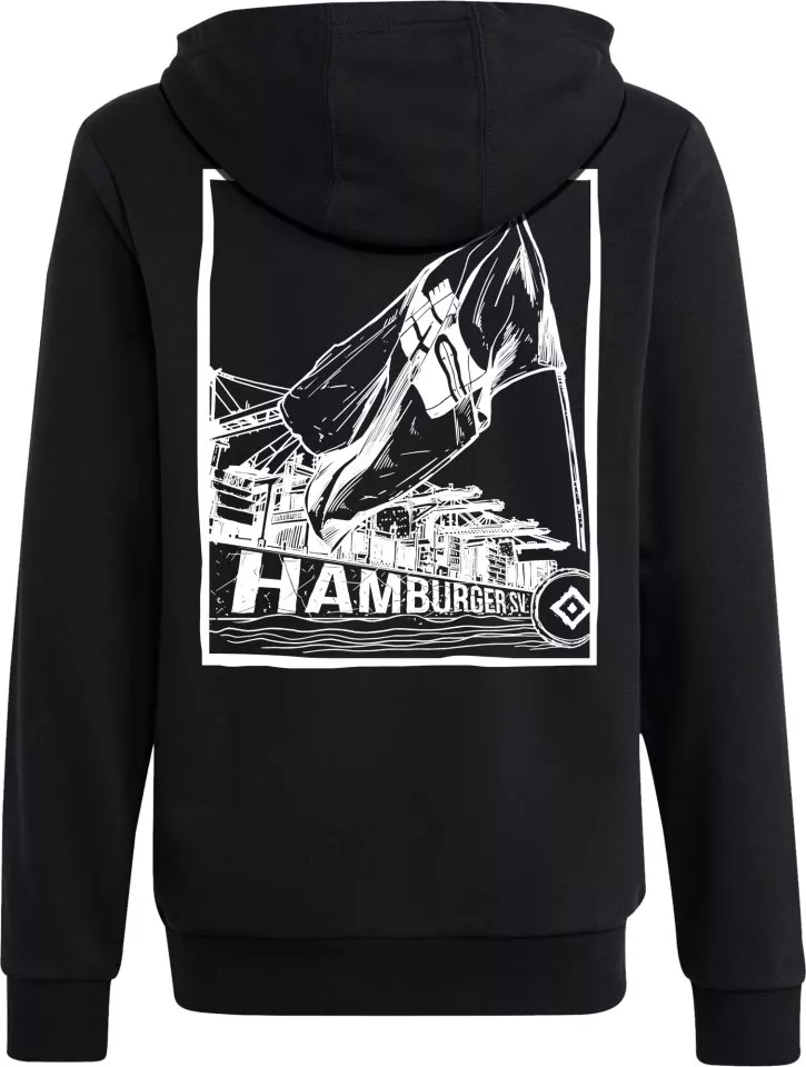 Φούτερ-Jacket με κουκούλα adidas Hamburger SV Big logo hoody black