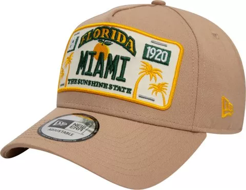 New Era Miami License Plate Beige 9FORTY A-Frame Adjustable Cap