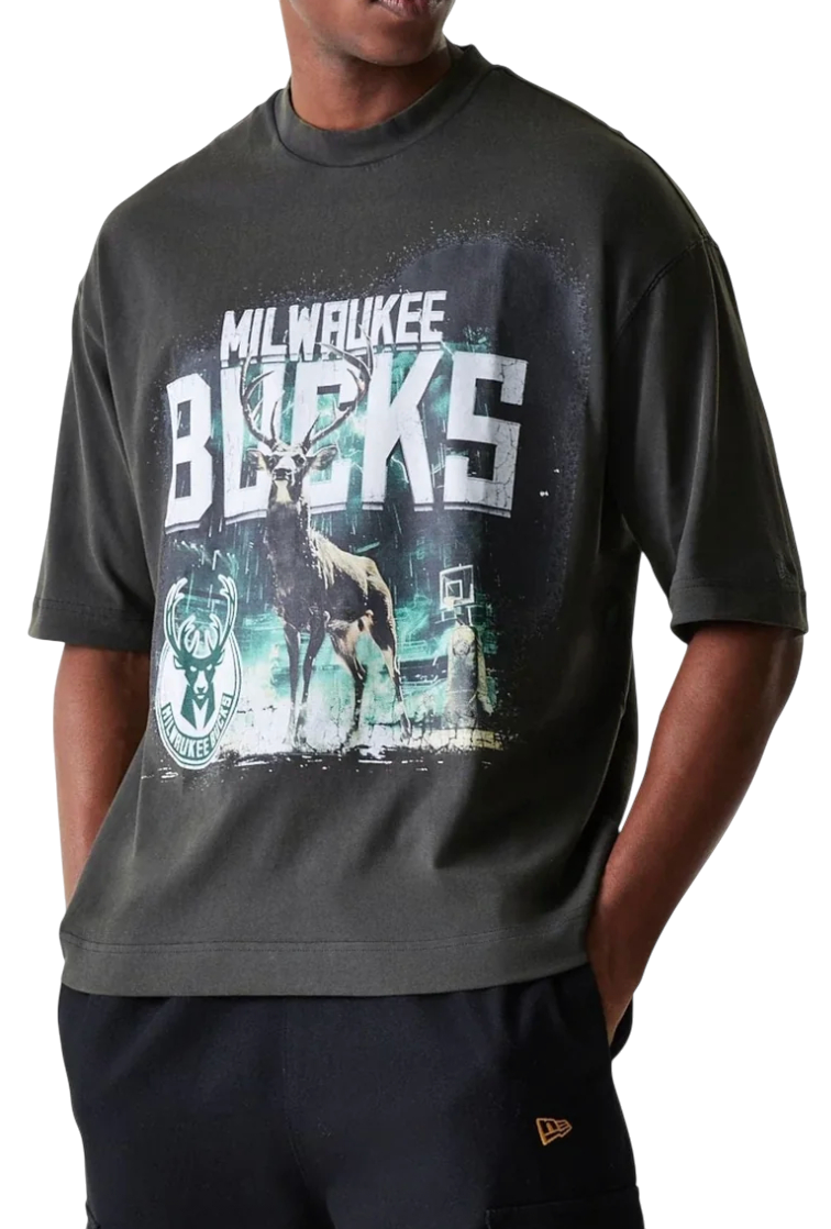 Unisex tričko New Era NBA Milwaukee Bucks Washed Graphic