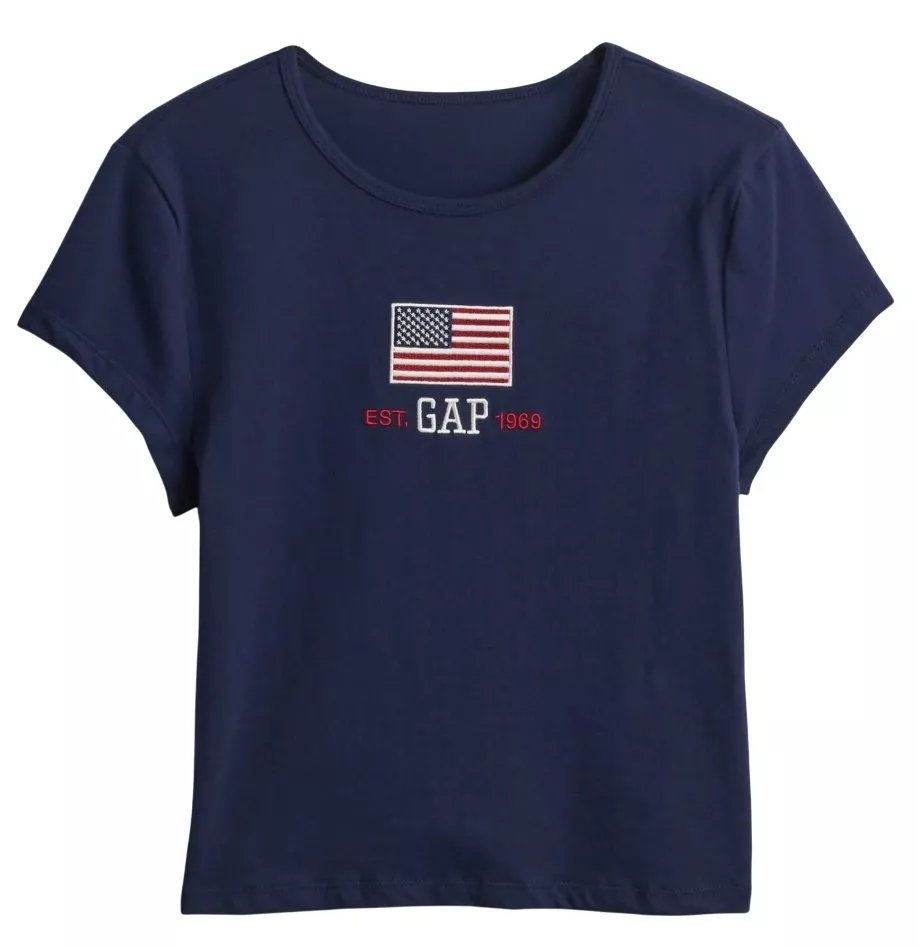 Tričko GAP Logo Americana Fitted Crew