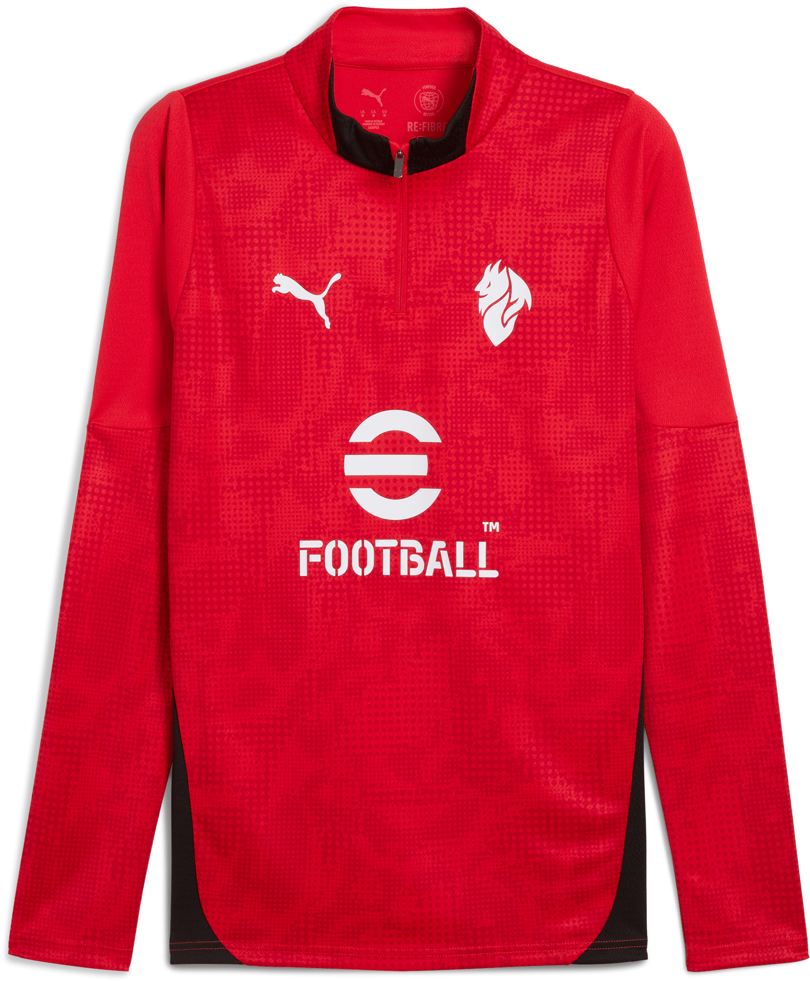 Pánské tričko s dlouhým rukávem a čtvrtinovým zipem Puma AC Milan