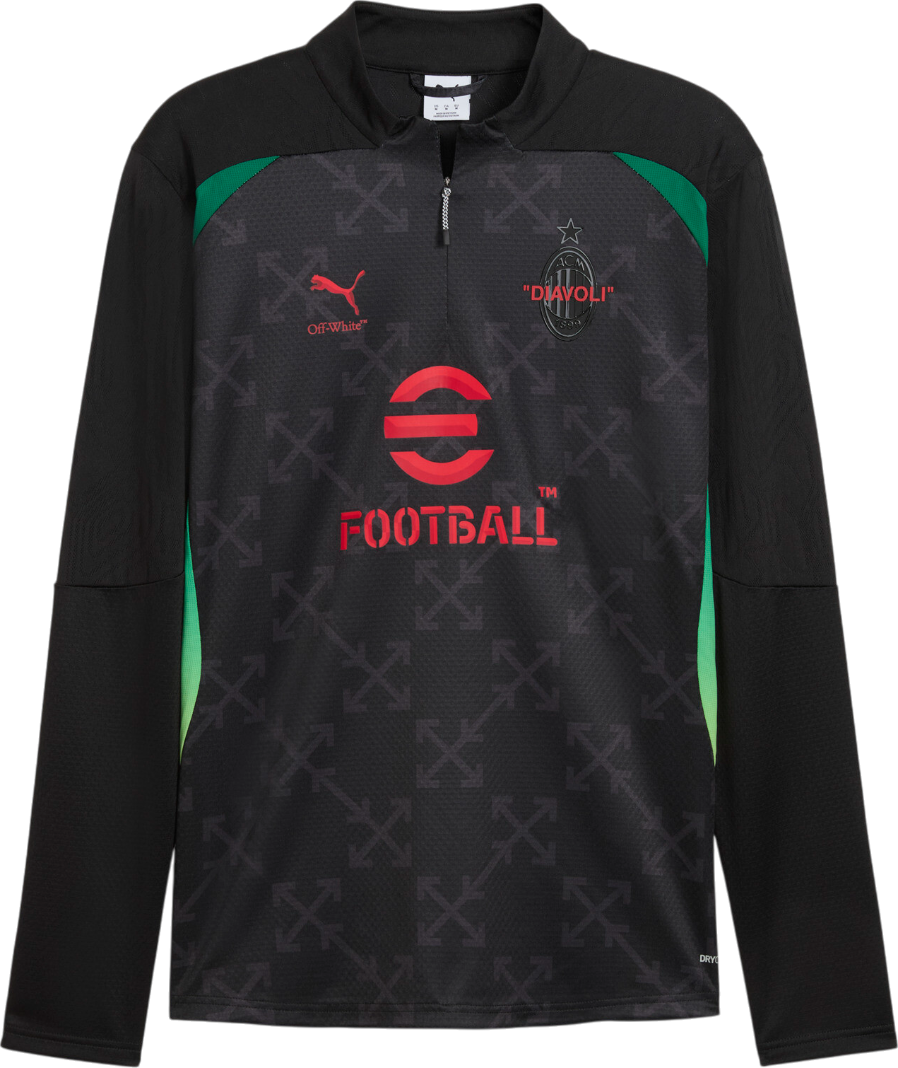 Camiseta de manga larga Puma AC MILAN x OFF-WHITE™ Pre-match Quarter-Zip Top Men