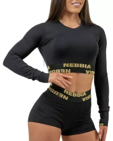 NEBBIA Women s Long Sleeve Crop Top INTENSE Perform Gold