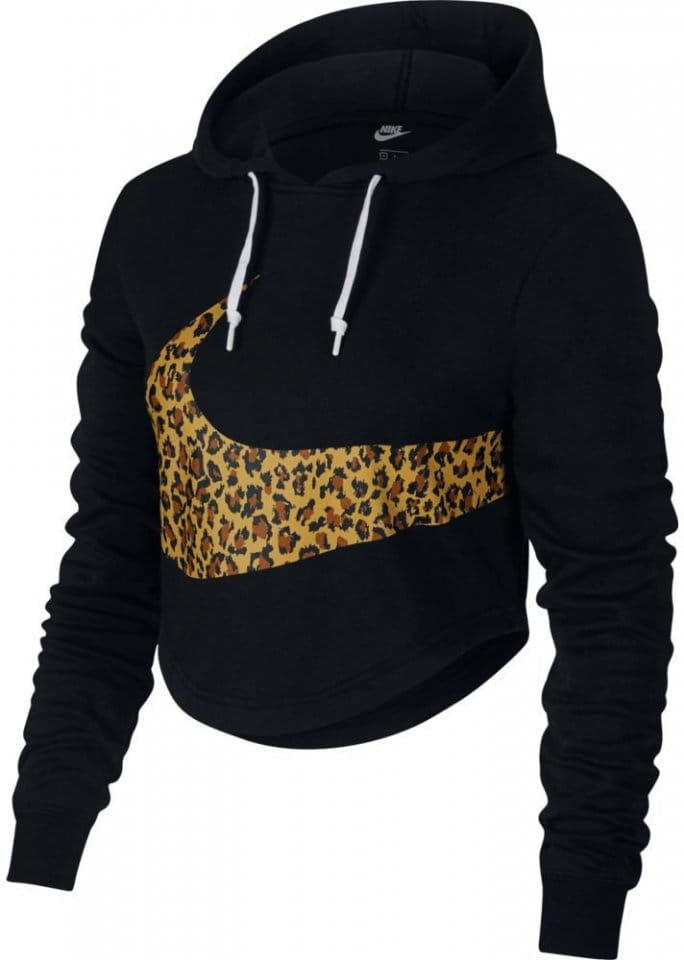 nike animal print swoosh crop hoodie