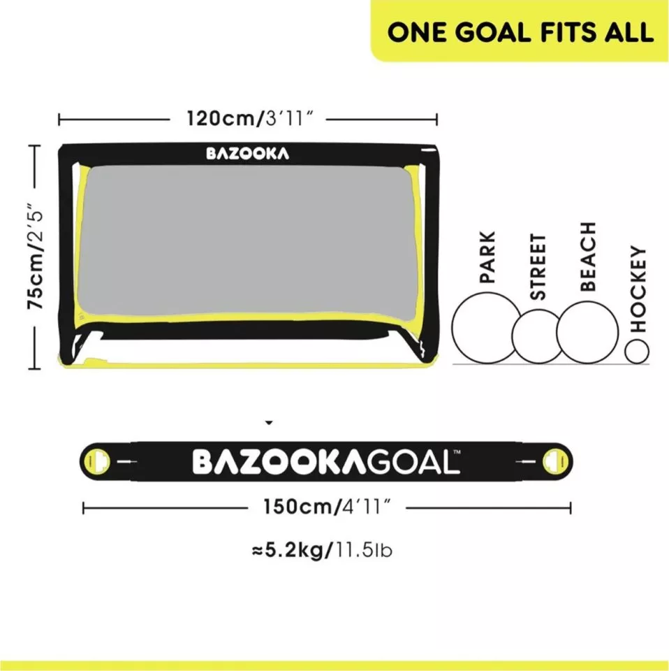 Futbalová branka BazookaGoal BAZOOKA Teleskoptor 120x75 cm