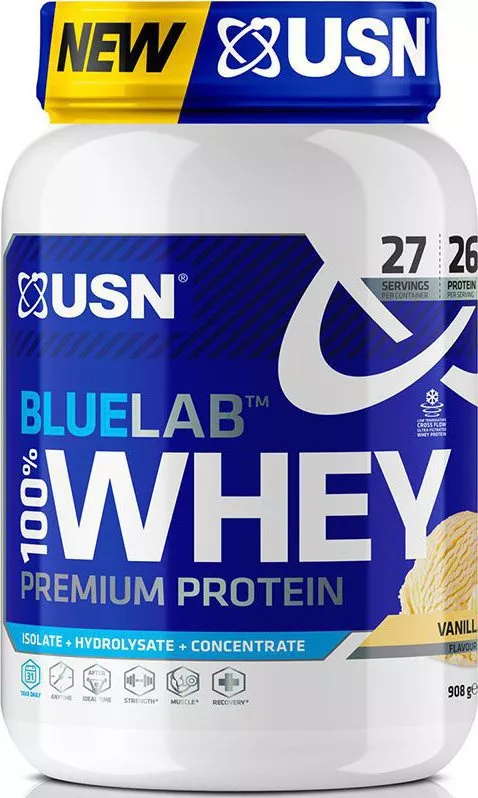 Molkenproteinpulver USN 100% Premium BlueLab 908g Erdbeere