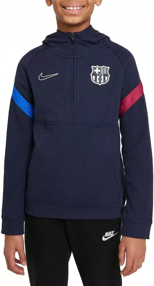Hooded sweatshirt Nike FC Barcelona Big Kids Dri-FIT 1/2-Zip Soccer Hoodie
