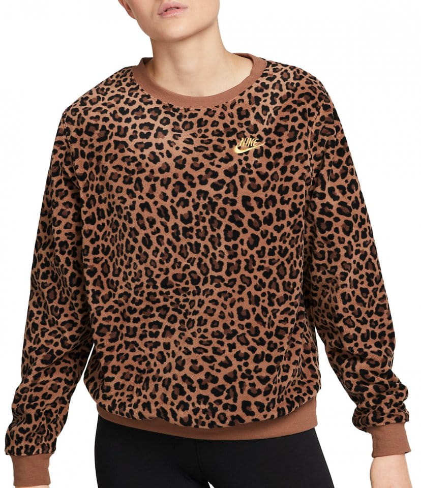 nike women's printed fleece crew