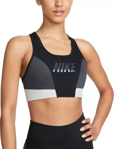 Nike Women's Black Shine Dri-Fit Swoosh 1-Piece Pad MS Sports Bra