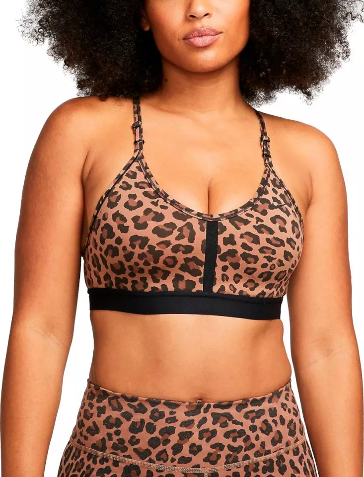 Nike Indy Women s Light-Support 1-Piece Pad V-Neck Leopard Print Bra