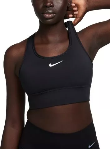 Nike Women's Black Shine Dri-Fit Swoosh 1-Piece Pad MS Sports Bra