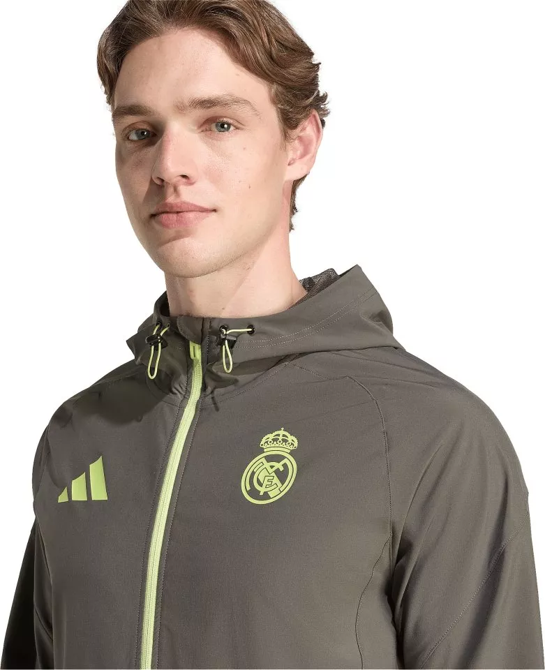 Pánská fotbalová bunda s kapucí adidas Real Madrid Tiro25 Competition Vis Tech Travel Jacket