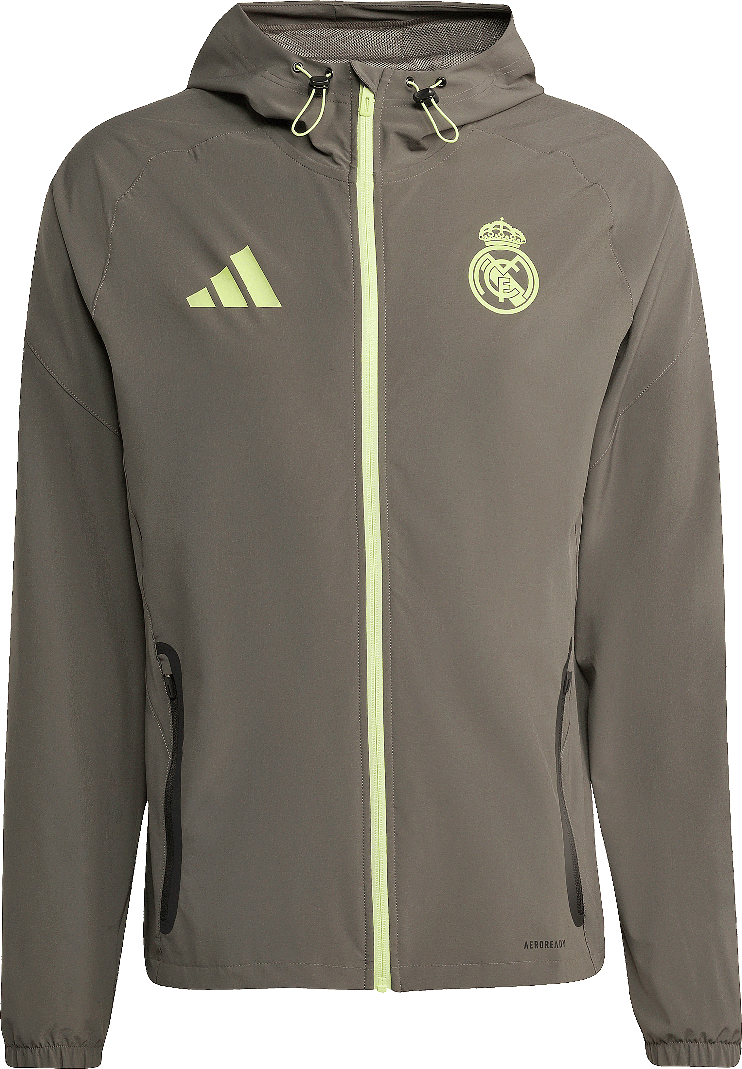 Pánská fotbalová bunda s kapucí adidas Real Madrid Tiro25 Competition Vis Tech Travel Jacket