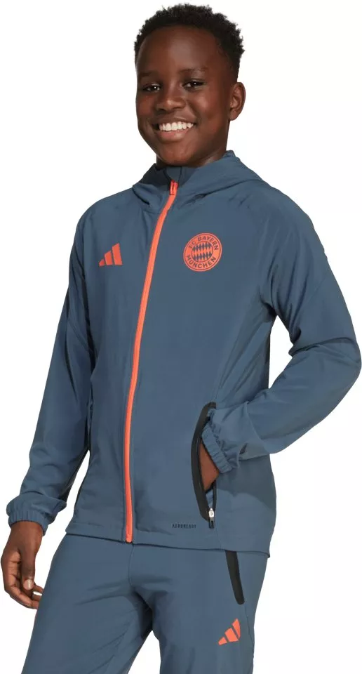 Τζάκετ με κουκούλα adidas FC Bayern Tiro25 Competition Vis Tech Travel Jacket Kids