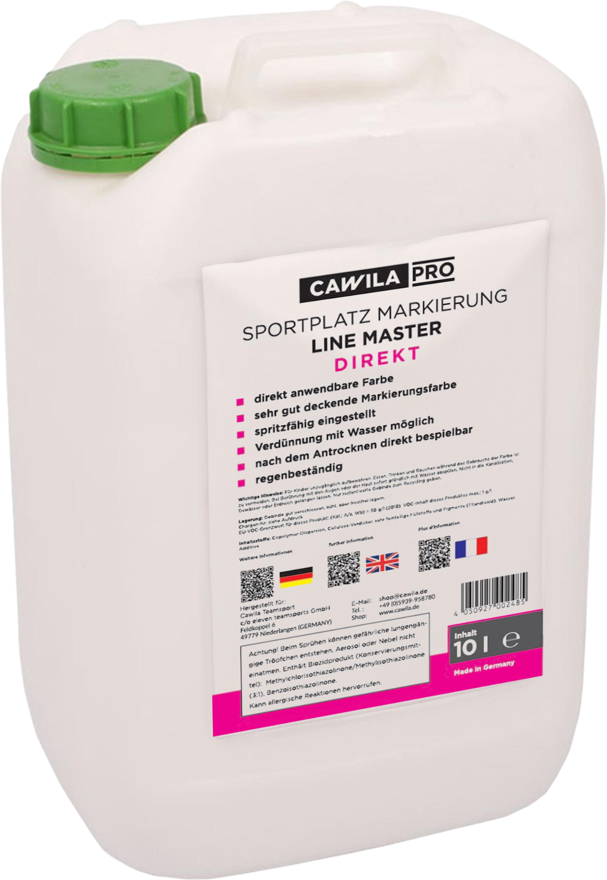 Lahve a hydratační vaky Cawila LINE MASTER Rasenmarkierungsfarbe DIREKT weiß | 10 Liter Train Equipment