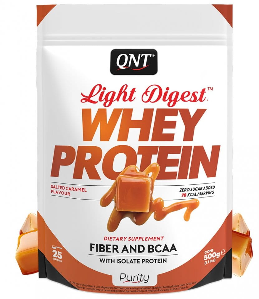 Proteinpulver QNT LIGHT DIGEST Whey Protein Příchuť Slaný karamel - 500 g