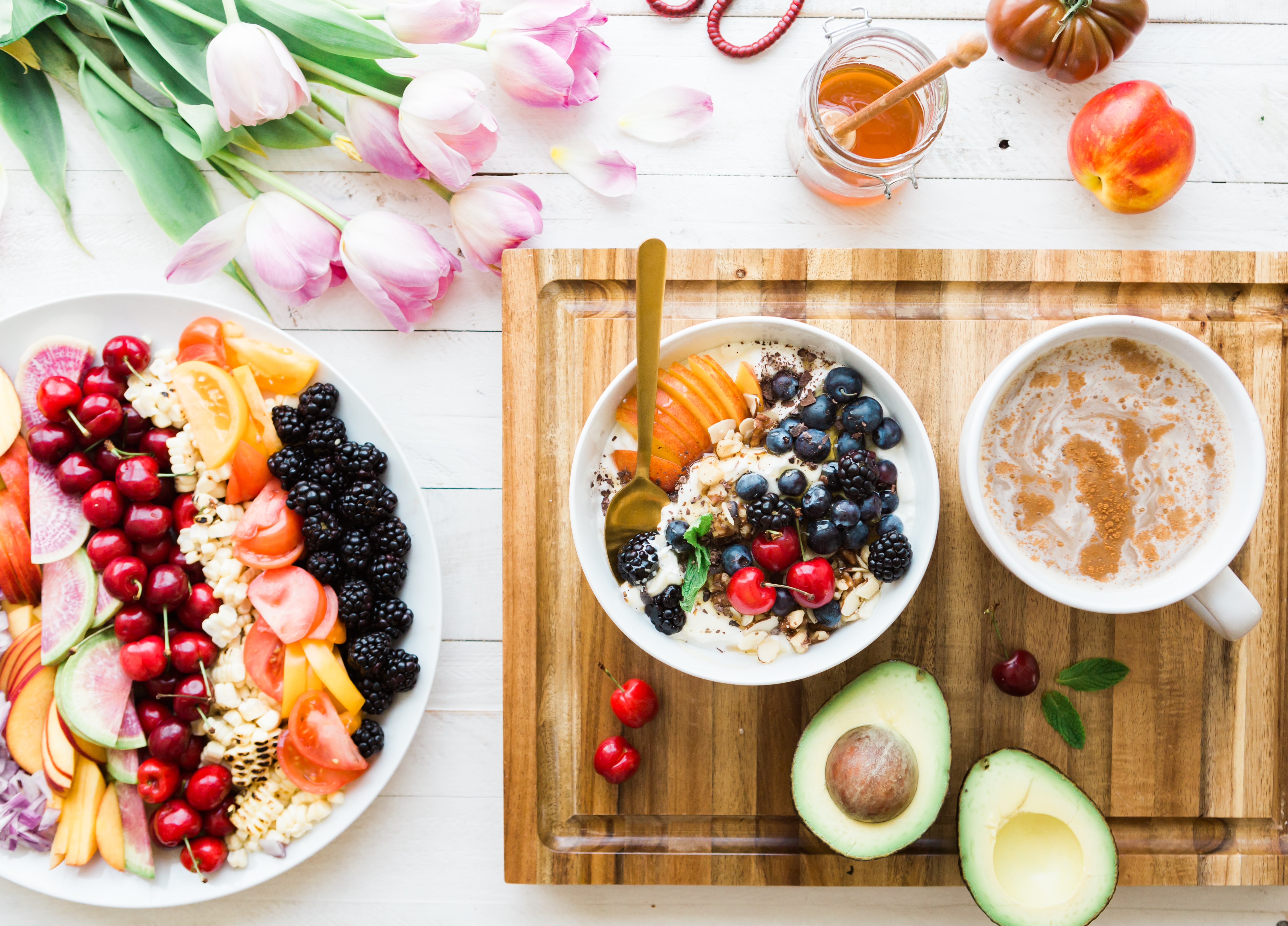 Fruta, gachas de avena, etc...