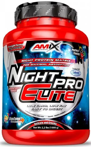 Whey protein powder Amix Night PRO Elite 1kg vanilla