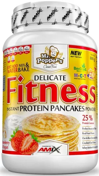 Panquecas de proteína fitness Amix 800g de iogurte de morango