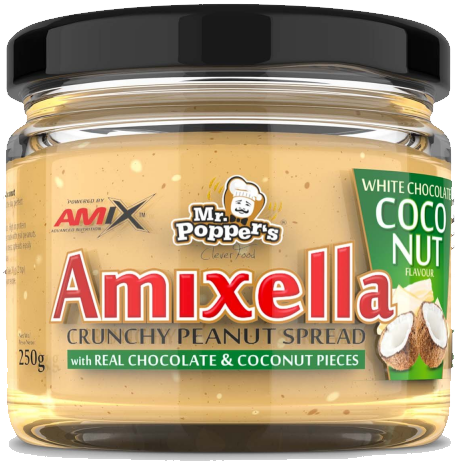 Manteiga de coco Amix Amixella 250g chocolate branco coco