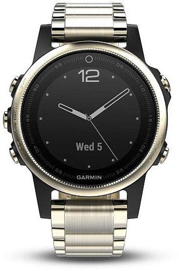 GARMIN fenix5S Sapphire Goldtone Optic, Metal band Karórák