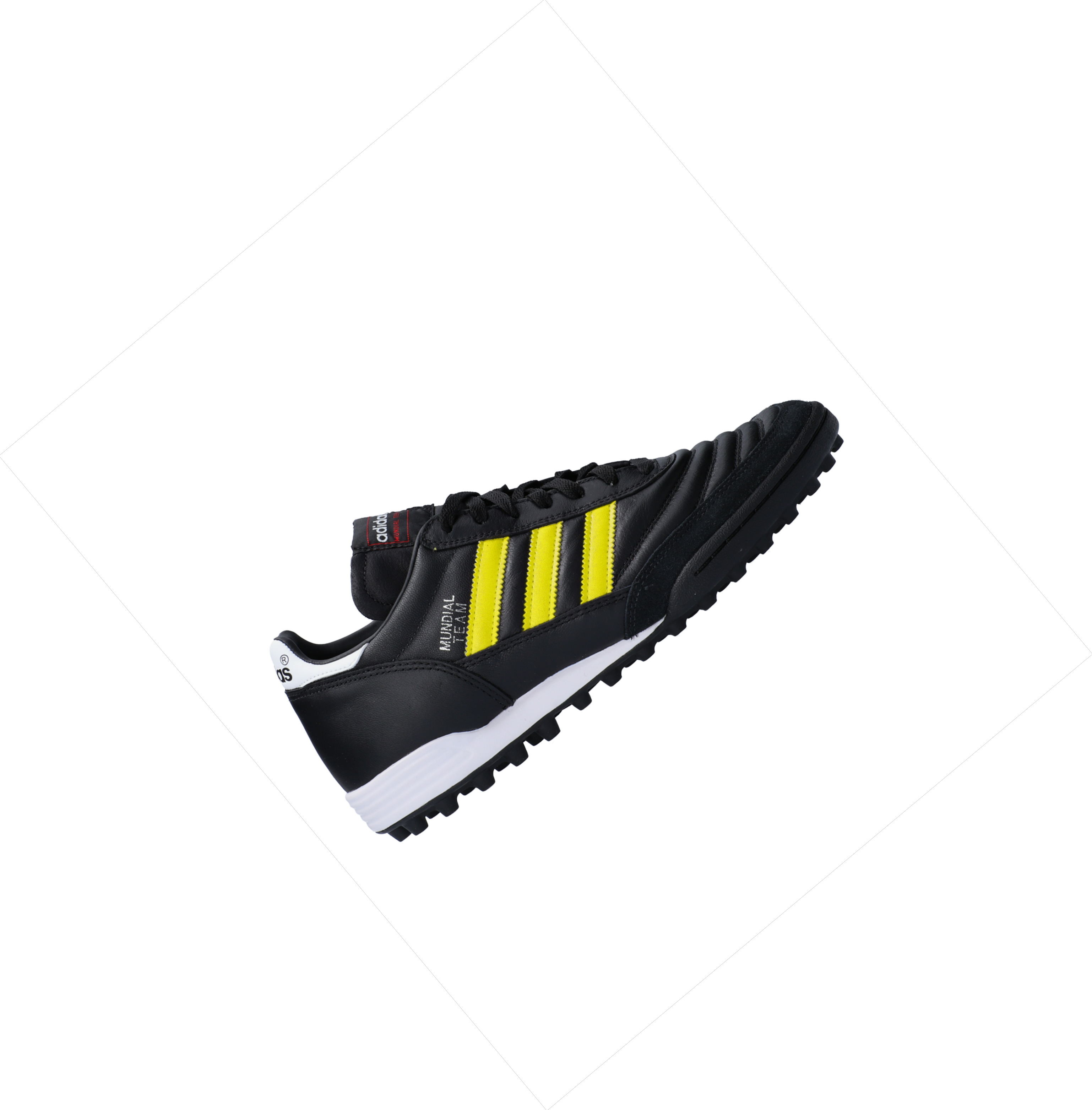 Chuteiras de futebol adidas Mundial Team TF Yellow Stripes Schwarz