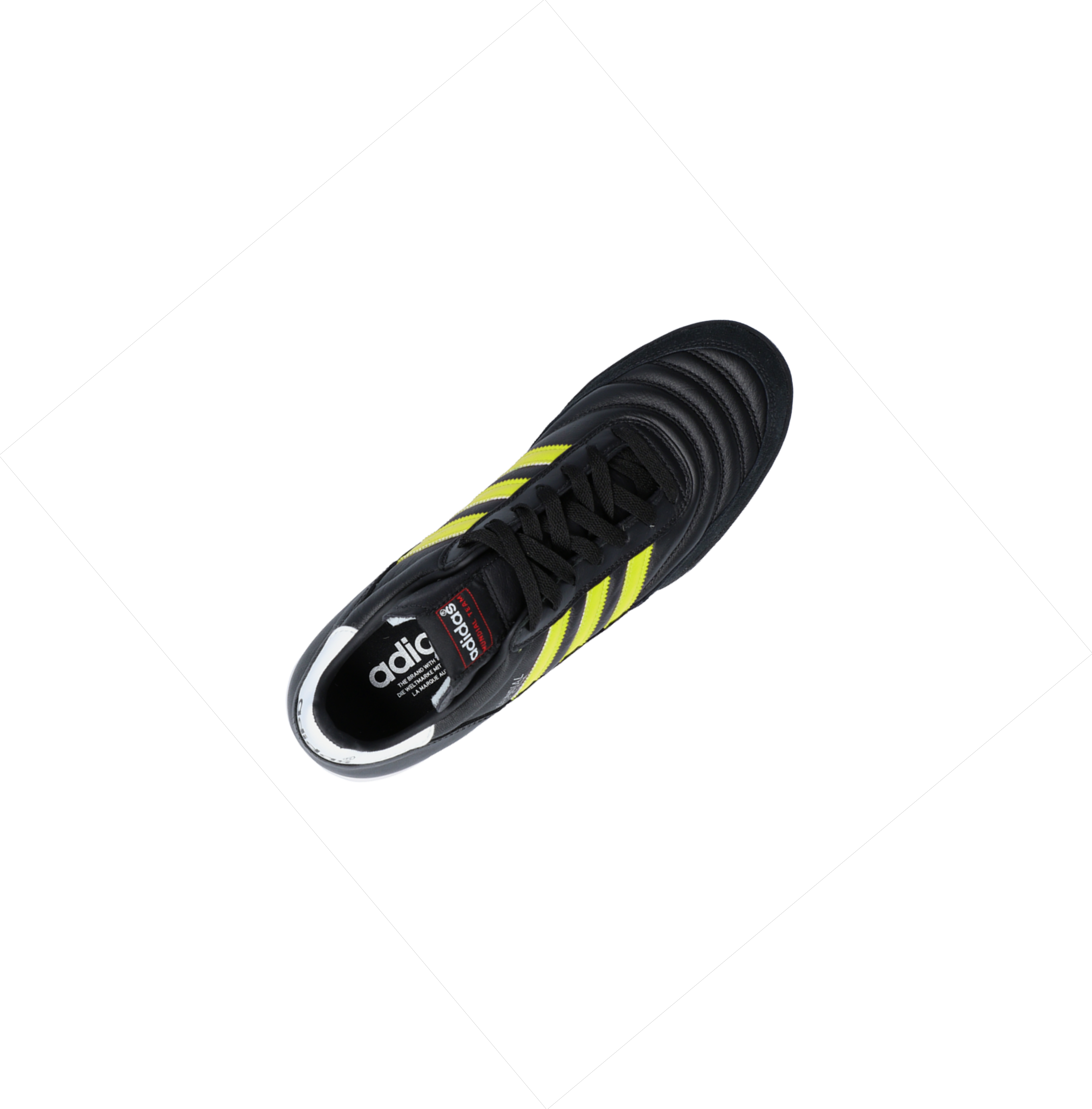 Chuteiras de futebol adidas Mundial Team TF Yellow Stripes Schwarz