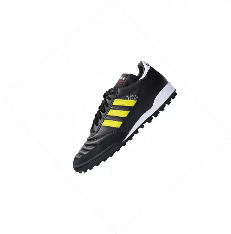 Ποδοσφαιρικά παπούτσια adidas Mundial Team TF Yellow Stripes Schwarz