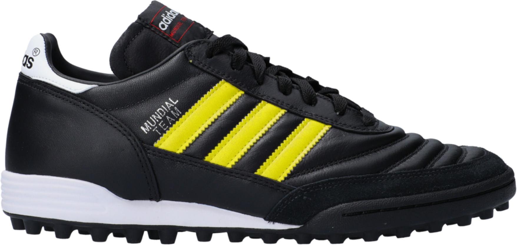 Buty piłkarskie adidas Mundial Team TF Yellow Stripes Schwarz