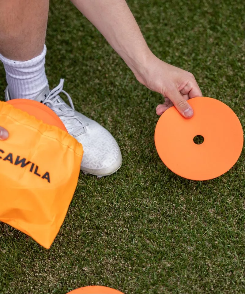 Cones de treino Cawila Gummi Markierungsscheiben 10pcs Set, orange