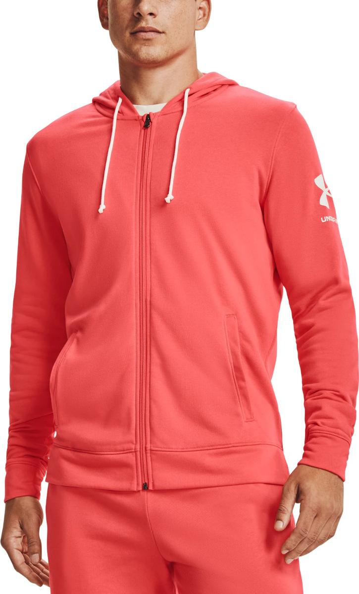 Hooded sweatshirt Under Armour UA RIVAL TERRY FZ HD-RED