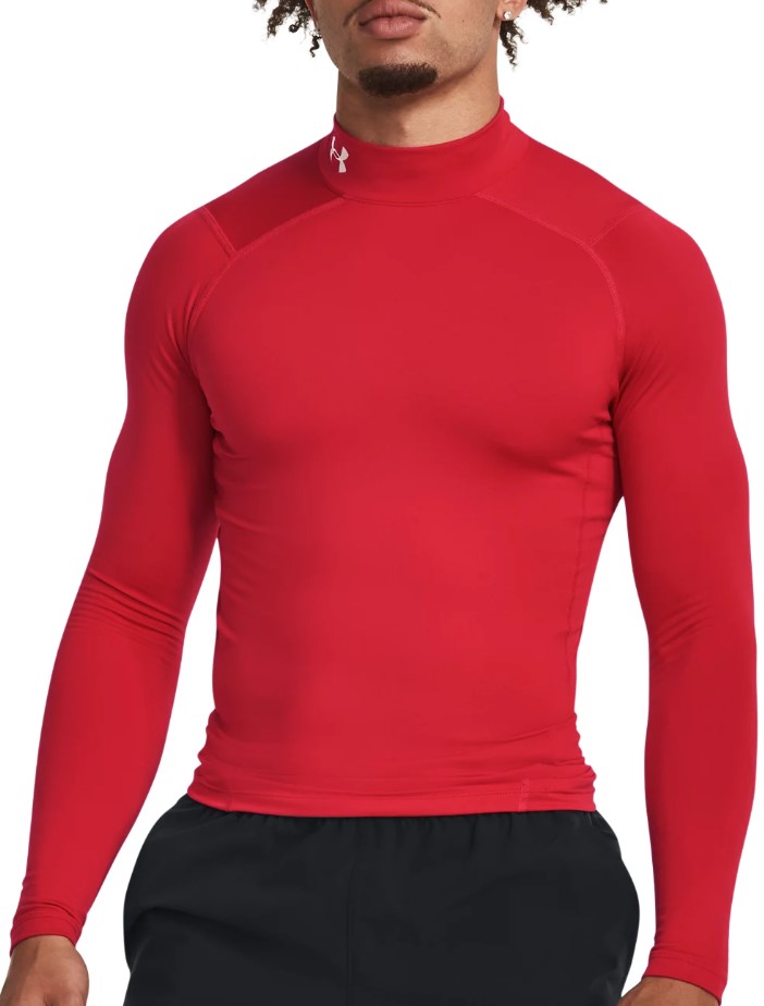 Langarm-T-Shirt Under UA CG Armour Comp Mock-RED